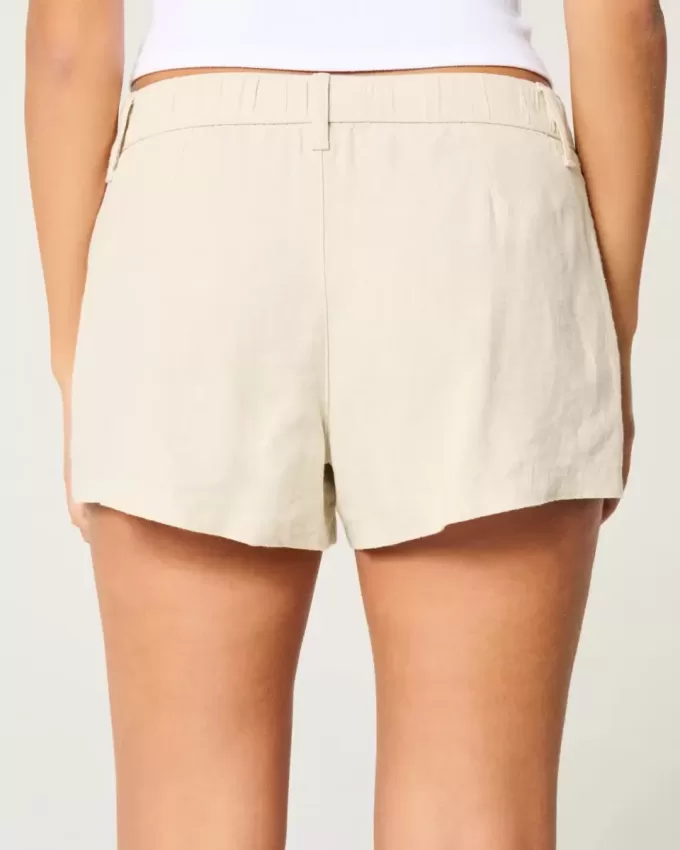 Hollister Livvy Low-Rise Linen-Blend Shorts 3″