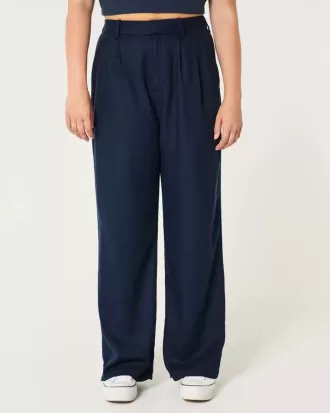 Hollister Livvy Ultra High-Rise Linen Blend Wide-Leg Pants