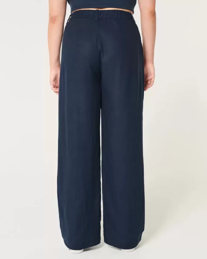 Hollister Livvy Ultra High-Rise Linen Blend Wide-Leg Pants