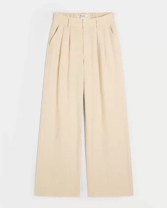 Hollister Livvy Ultra High-Rise Linen-Blend Wide-Leg Pants