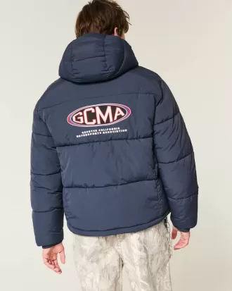 Hooded Motorsports Graphic Puffer Jacket