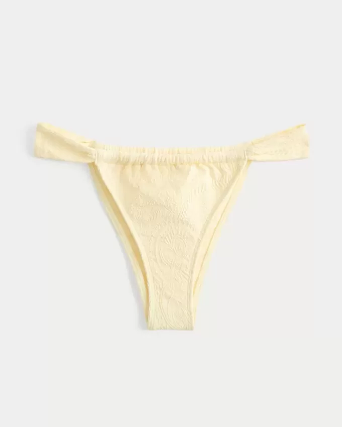 Jacquard Wide-Strap Cheekiest Bikini Bottom