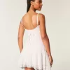 Lace Asymmetrical Hem Mini Dress
