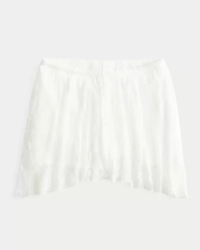 Lace Asymmetrical Hem Mini Skirt