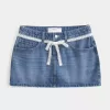 Lace Tie Denim Mini Skort
