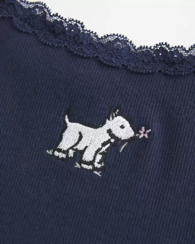 Lace Trim Dog Graphic Tank