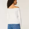 Lace Trim Off-the-Shoulder Montauk Graphic Tee Lace Trim Off-the-Shoulder Montauk Graphic Tee