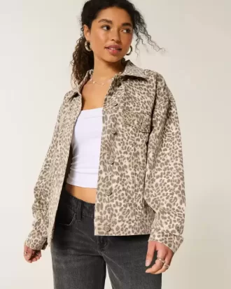 Leopard Print Denim Jacket
