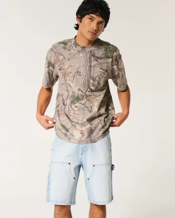 Light Wash Baggy Denim Painter Shorts