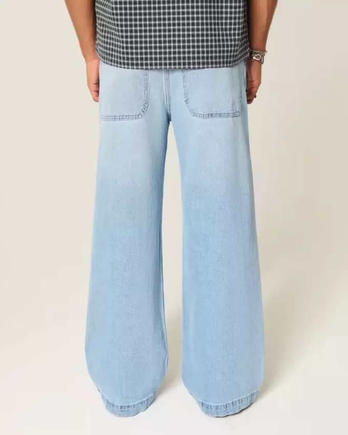 Light Wash Spider Graphic Super Baggy Jeans