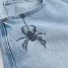 Light Wash Spider Graphic Super Baggy Jeans