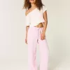 Linen-Blend Baggy Pull-On Pants
