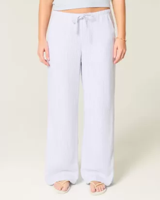 Linen-Blend Baggy Pull-On Pants