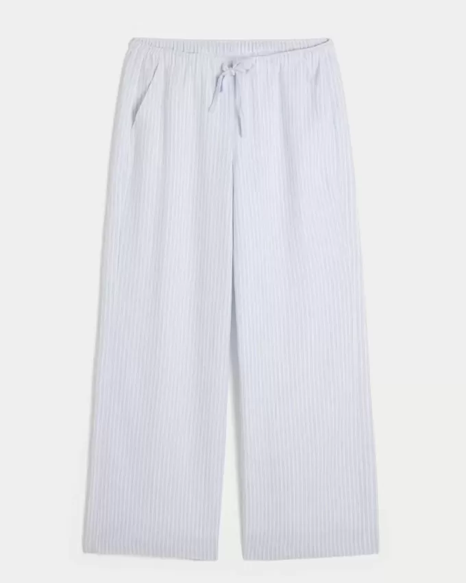Linen-Blend Baggy Pull-On Pants