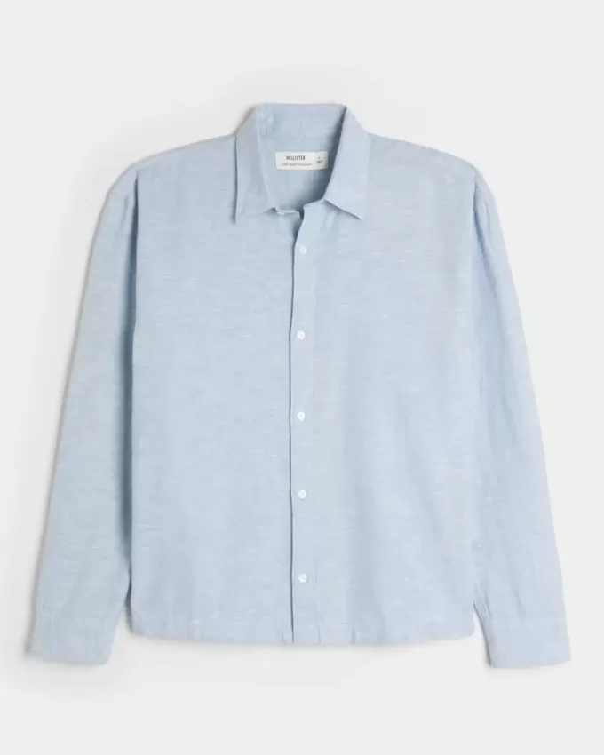 Linen-Blend Button-Through Shirt