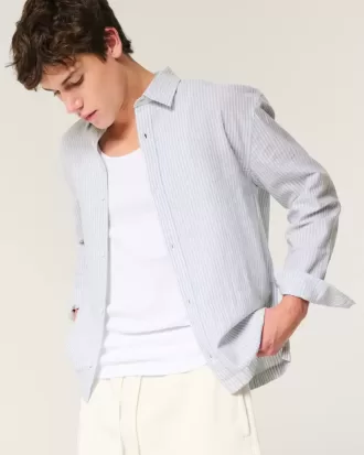 Linen-Blend Button-Through Shirt