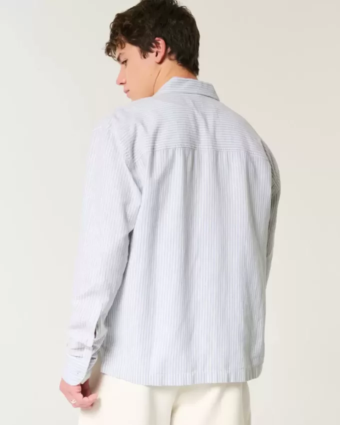 Linen-Blend Button-Through Shirt