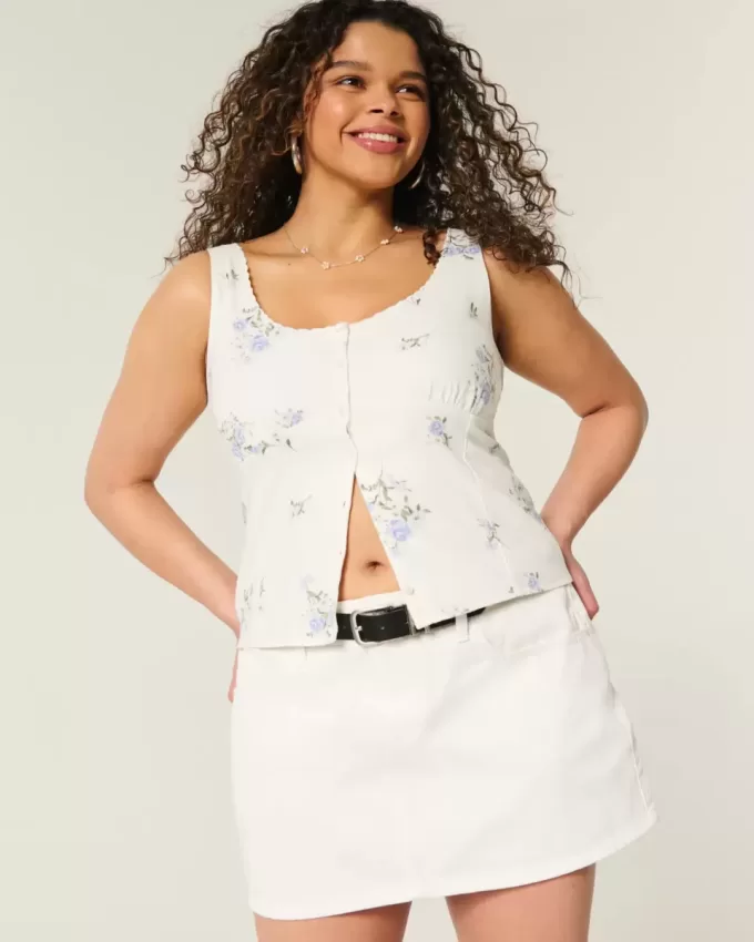 Linen Blend Button-Through Top