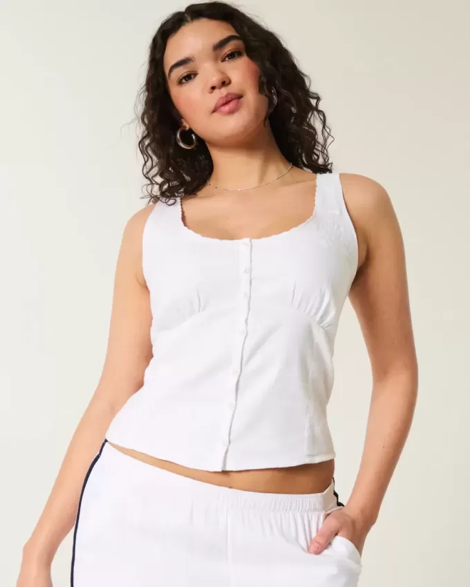 Linen Blend Button-Through Top
