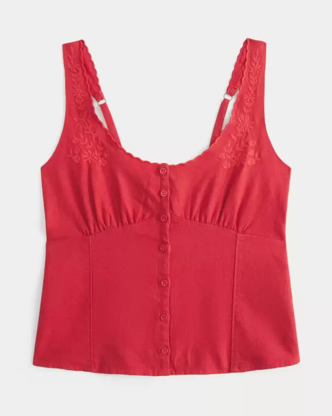 Linen Blend Button-Through Top Linen Blend Button-Through Top