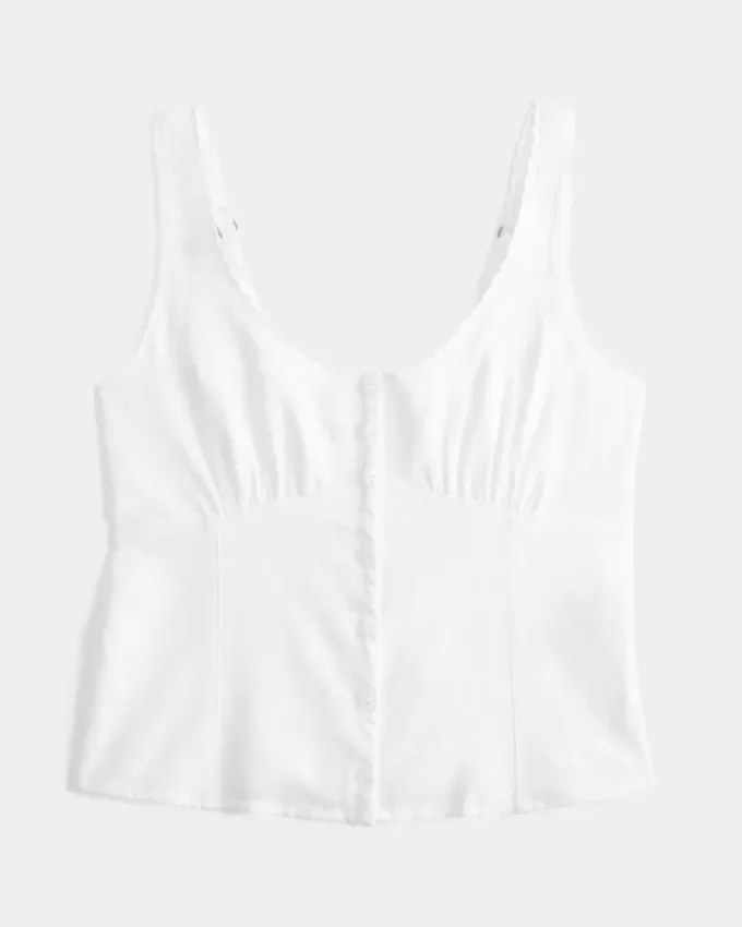 Linen Blend Button-Through Top