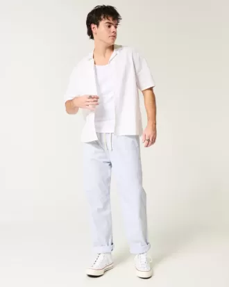 Linen-Blend Loose Pull-On Pants