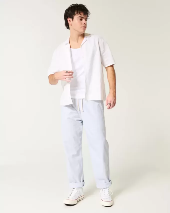 Linen-Blend Loose Pull-On Pants
