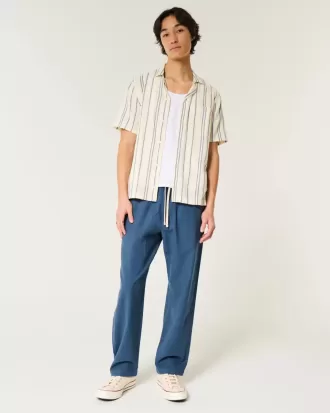 Linen-Blend Loose Pull-On Pants