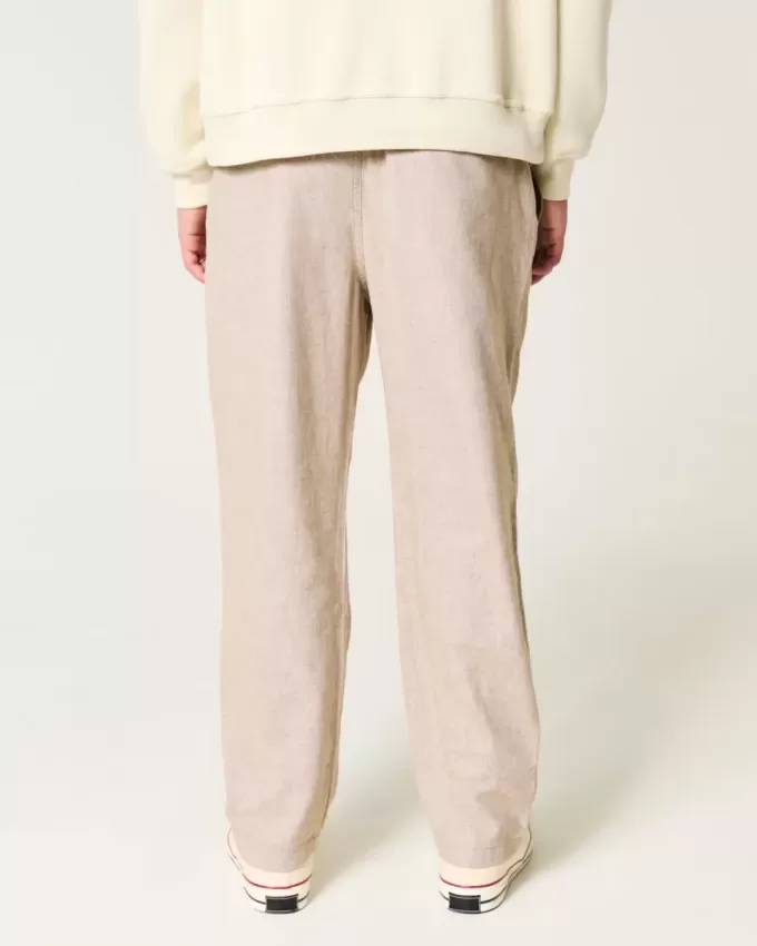 Linen-Blend Loose Pull-On Pants