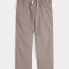 Linen-Blend Loose Pull-On Pants