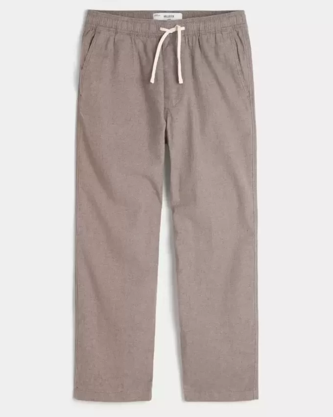 Linen-Blend Loose Pull-On Pants