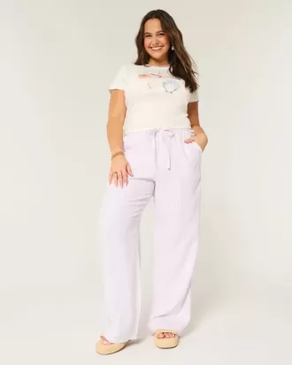 Linen-Blend Pull-On Baggy Pants