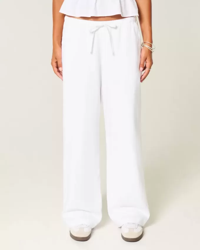 Linen-Blend Pull-On Baggy Pants