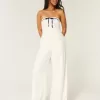 Linen-Blend Strapless Jumpsuit