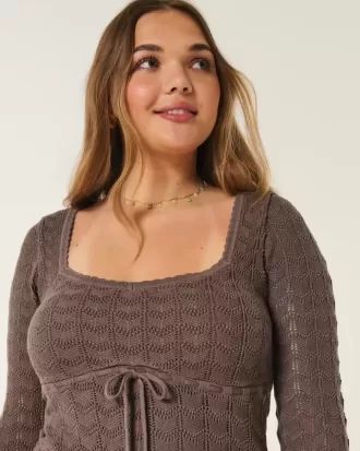 Long-Sleeve Crochet-Style Mini Dress Long-Sleeve Crochet-Style Mini Dress