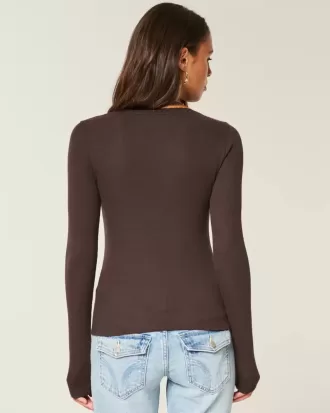 Long-Sleeve Lace Trim Top