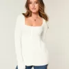 Long-Sleeve Square-Neck Babydoll Sweater