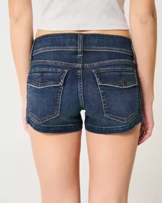 Low-Rise Dark Wash Denim Shortie Shorts