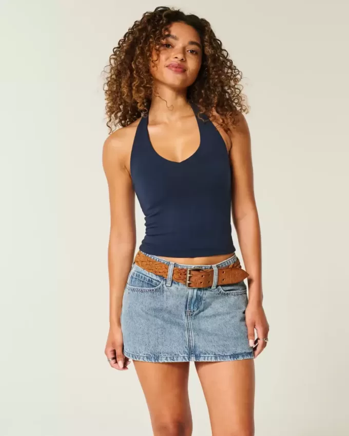 Low-Rise Denim Mini Skort