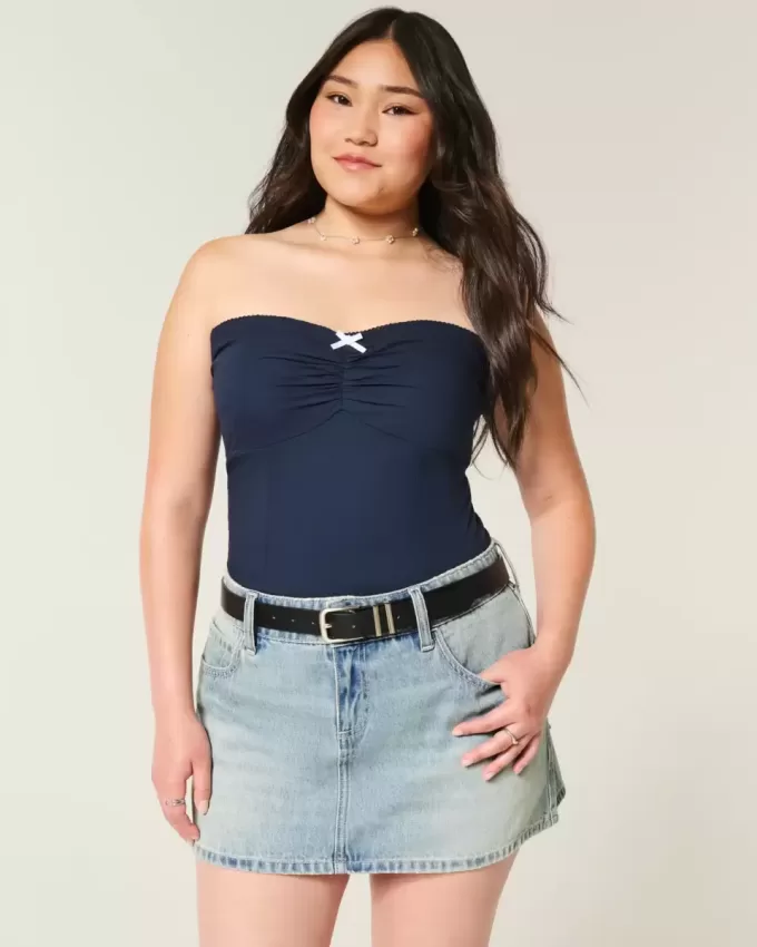 Low-Rise Denim Mini Skort