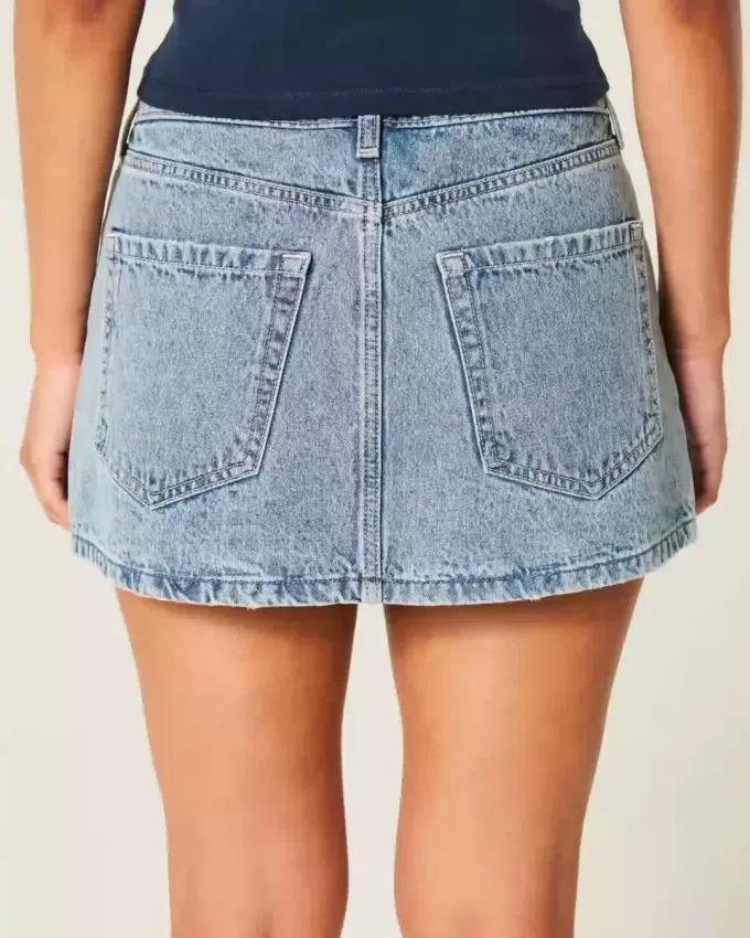 Low-Rise Denim Mini Skort