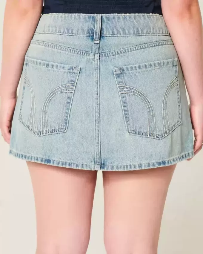 Low-Rise Denim Mini Skort