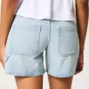 Low-Rise Light Wash Baggy Denim Carpenter Shorts 5″