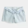 Low-Rise Light Wash Baggy Denim Shorts 5″