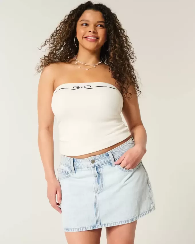 Low-Rise Light Wash Denim Mini Skort Low-Rise Light Wash Denim Mini Skort