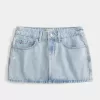 Low-Rise Light Wash Denim Mini Skort Low-Rise Light Wash Denim Mini Skort