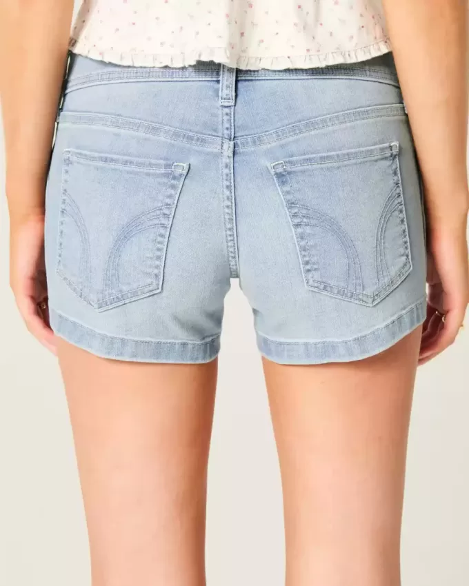Low-Rise Light Wash Denim Shortie Shorts