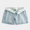 Low-Rise Light Wash Foldover Waist Baggy Denim Shorts 5″ Low-Rise Light Wash Foldover Waist Baggy Denim Shorts 5″