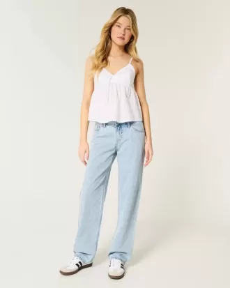 Low-Rise Light Wash Loose Jeans