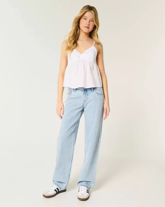 Low-Rise Light Wash Loose Jeans